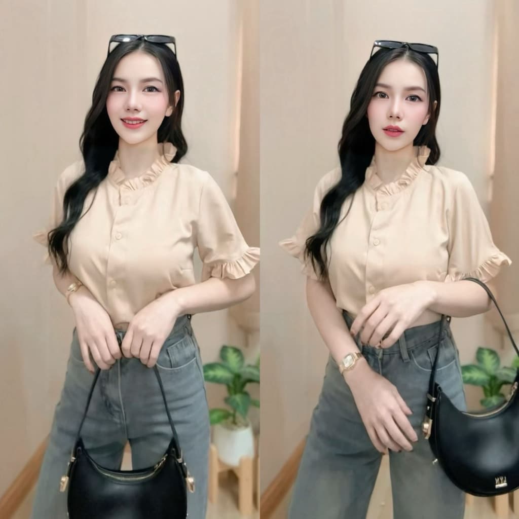 เสื้อคอกลมแต่งระบาย รุ่น Trendy รูปที่ 7
