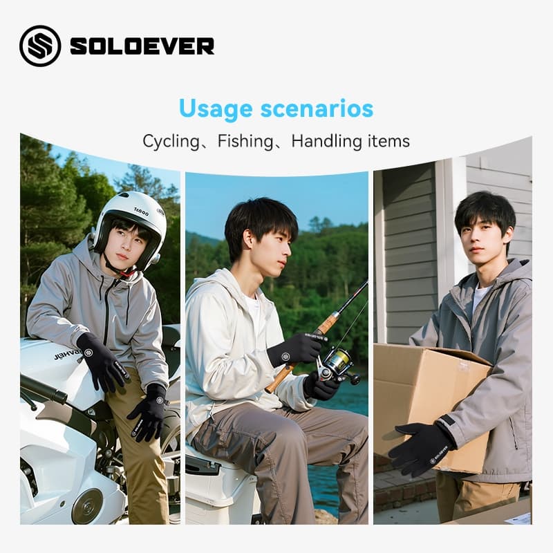 SOLOEVERถุงมือมอเตอร์ไซค์ กันลม กันน้ำ ถุงมือขี่บิ๊กไบค์ กันลื่นสุดๆ ใส่ใช้งานหน้าจอสัมผัสได้ กันหนาว ถนอมมือ รูปที่ 5