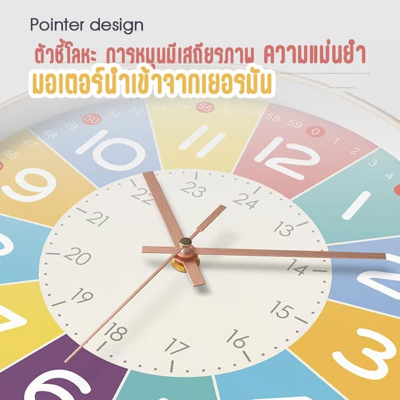 นาฬิกาบ้าน นาฬิกาแขวน นาฬิกาติดผนัง ขนาด 20cm หน้าปัดใหญ่ ตัวเลขใหญ่ เข็มเดินเรียบ ไร้เสียง ระบบ รูปที่ 3