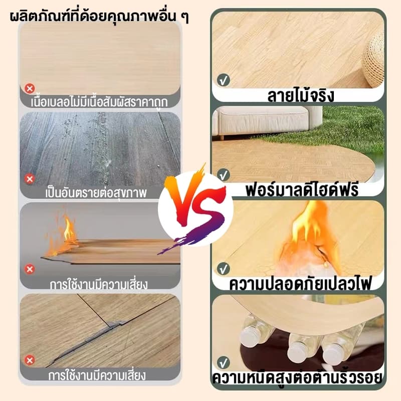 กระเบื้องยาง กระเบื้องยางลายไม้ 5ตรม/กล่อง กระเบื้องยางมีกาวในตัว ยางปูพื้น ติดตั้งง่าย ทนทาน ไม่กลัวความชื้น รูปที่ 2