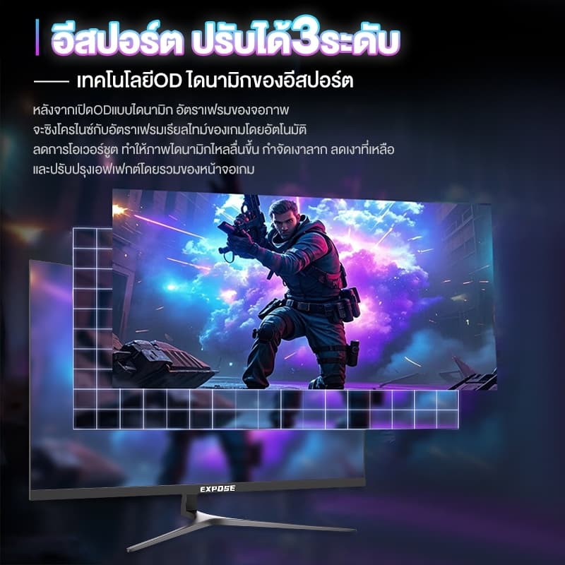 27 นิ้ว จอคอมพิวเตอร์ 165hz จอคอม monitor 24 นิ้ว จอคอมพิวเตอร์ 2K จอโค้ง IPS 1MS เต็มจอไร้ขอบ LED UHD รับประกัน 1 ปี รูปที่ 8