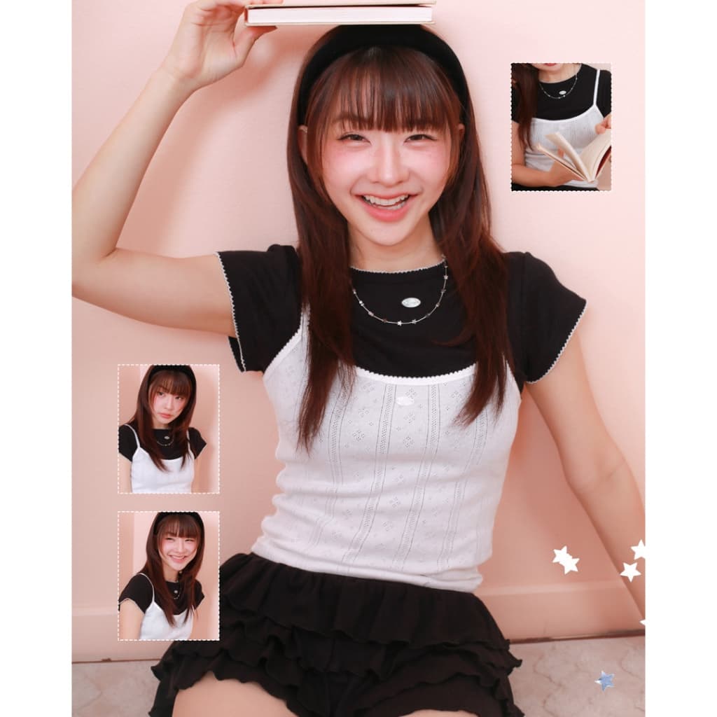kome.offi เสื้อยืดหยักแขน รุ่น lindi t-shirt รูปที่ 9