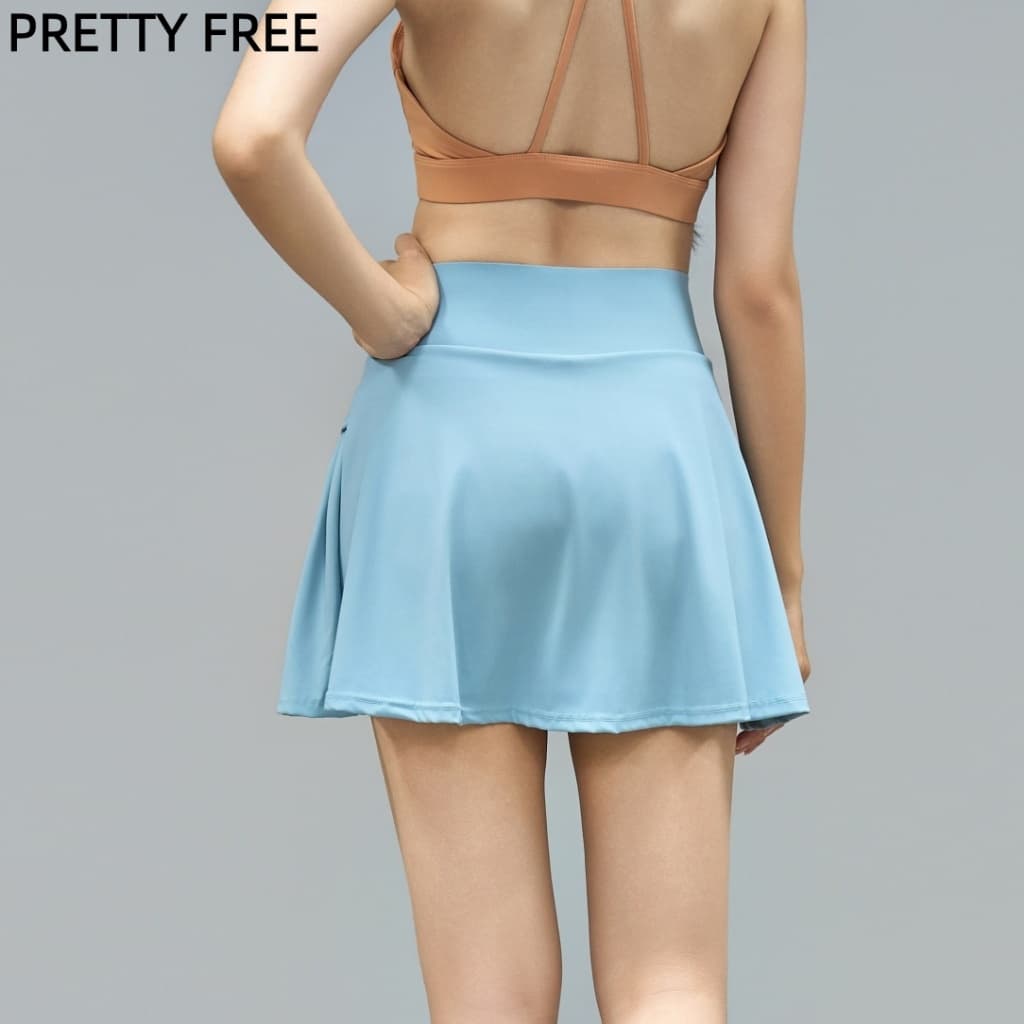 PRETTY FREE กระโปรงกางเกงเอวสูง ความยาวห้าส่วน กระชับหุ่น รูปที่ 9