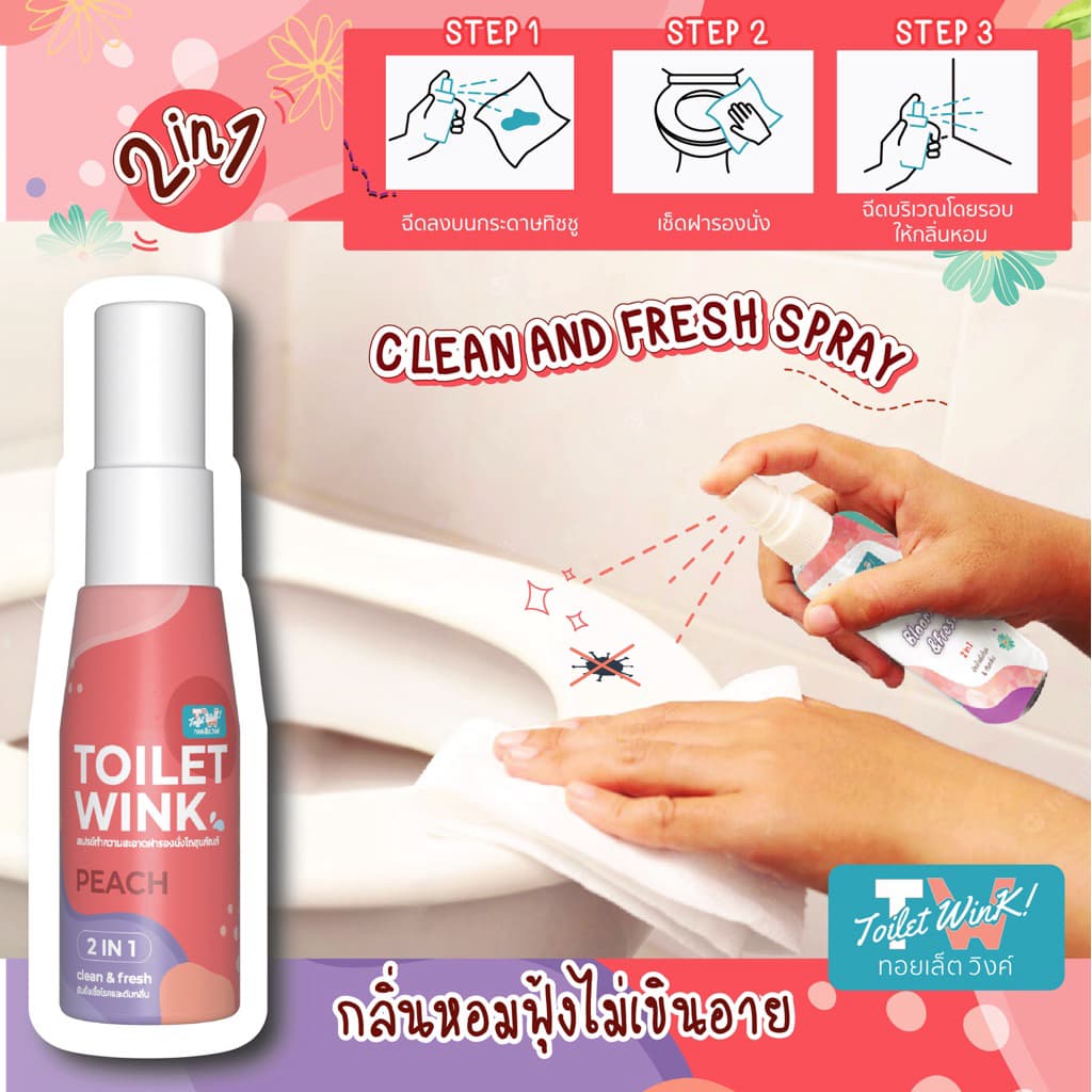 <ขายดี> น้ำยาเช็ดฝารองนั่งสุขภัณฑ์และดับกลิ่น - Toilet WinK รูปที่ 1