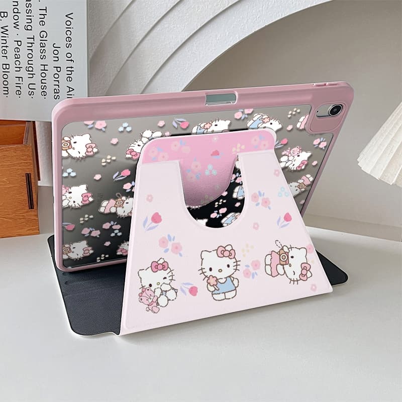 เคสiPadหมุน 360° Hellokitty Gen11/10 Air7/6 13 Gen12 Pro11 flower เคสไอแพด Air5 Gen6 Mini7 รูปที่ 6