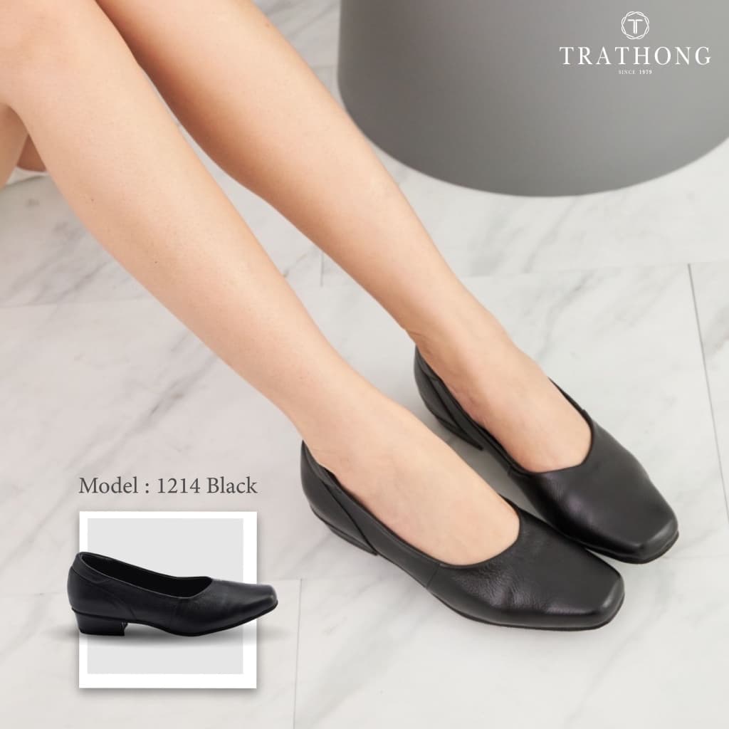 TRATHONG รุ่น 1214 รองเท้าหนังแท้ ส้นเตี้ย หนังนุ่ม ใส่สบาย เดินได้ทั้งวัน สูง 1 นิ้ว รูปที่ 1