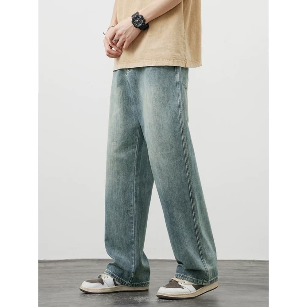B&R สไตล์อเมริกันแนววินเทจ กางเกงยีนส์ Jeans สไตล์สตรีท การออกแบบกระเป๋า ความรู้สึกของรายละเอียด ระบายอากาศได้ดีใส่สบาย รูปที่ 7