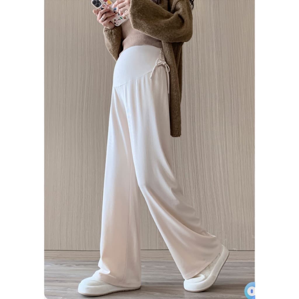 MACHIKO | L35 กางเกงขายาวคนท้อง พลีทเกาหลี มีโบว์ผูกด้านข้าง ใส่สบาย ใส่ได้ยันหลังคลอด รูปที่ 7