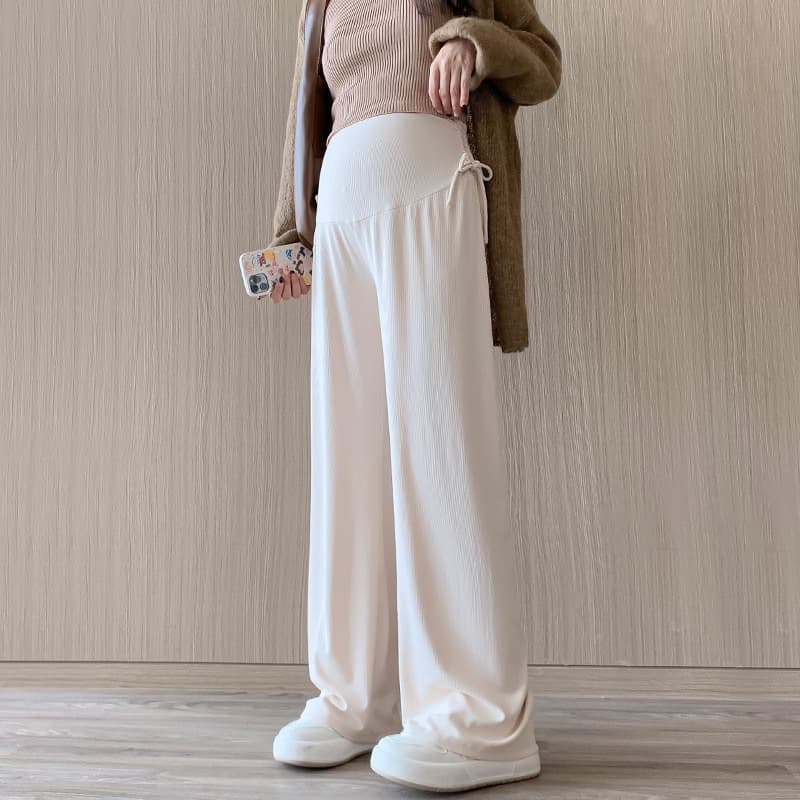 MACHIKO | L35 กางเกงขายาวคนท้อง พลีทเกาหลี มีโบว์ผูกด้านข้าง ใส่สบาย ใส่ได้ยันหลังคลอด รูปที่ 8