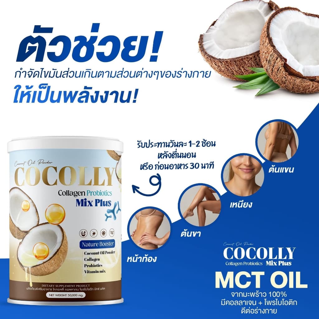 COCOLLY โคคอลลี่ ผงมะพร้าว คอลลาเจน คุมหิว เร่งการเผาผลาญ บำรุงกระดูก ผิวสวย คีโตทานได้ รูปที่ 7