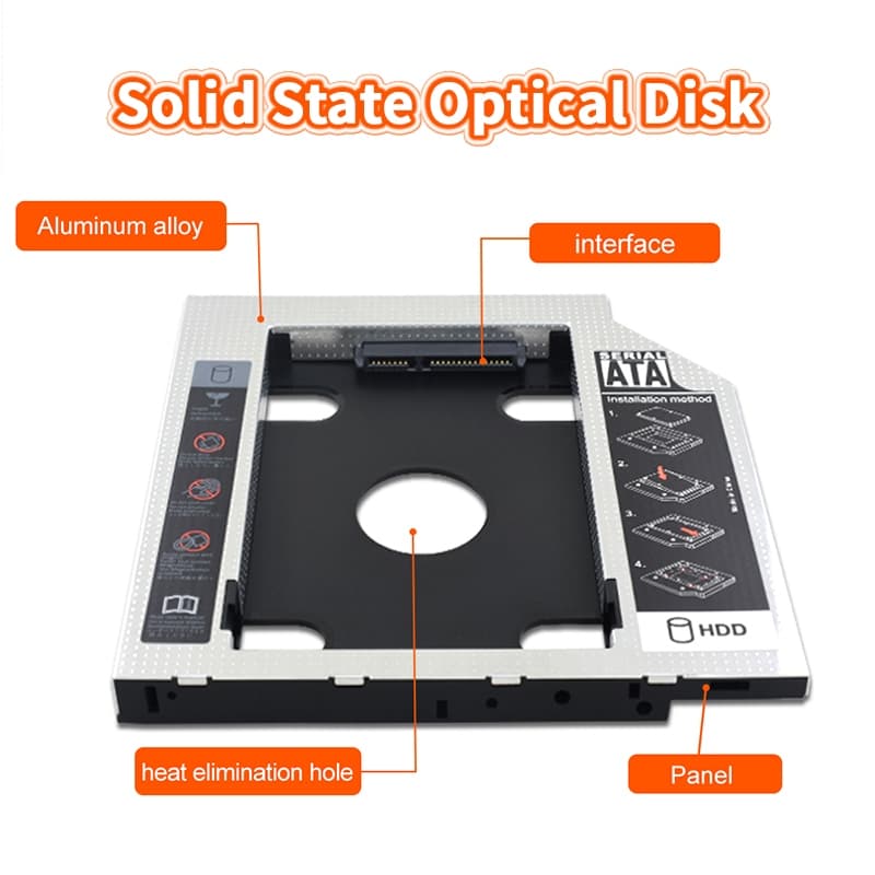 ถาดแปลงใส่HDD SSD ในช่อง DVD Notebook9.0/9.5/12.7mm Tray SATA 2nd HDD SSD Hard Drive Caddy ถาดแปลง for Laptop Notebook รูปที่ 6