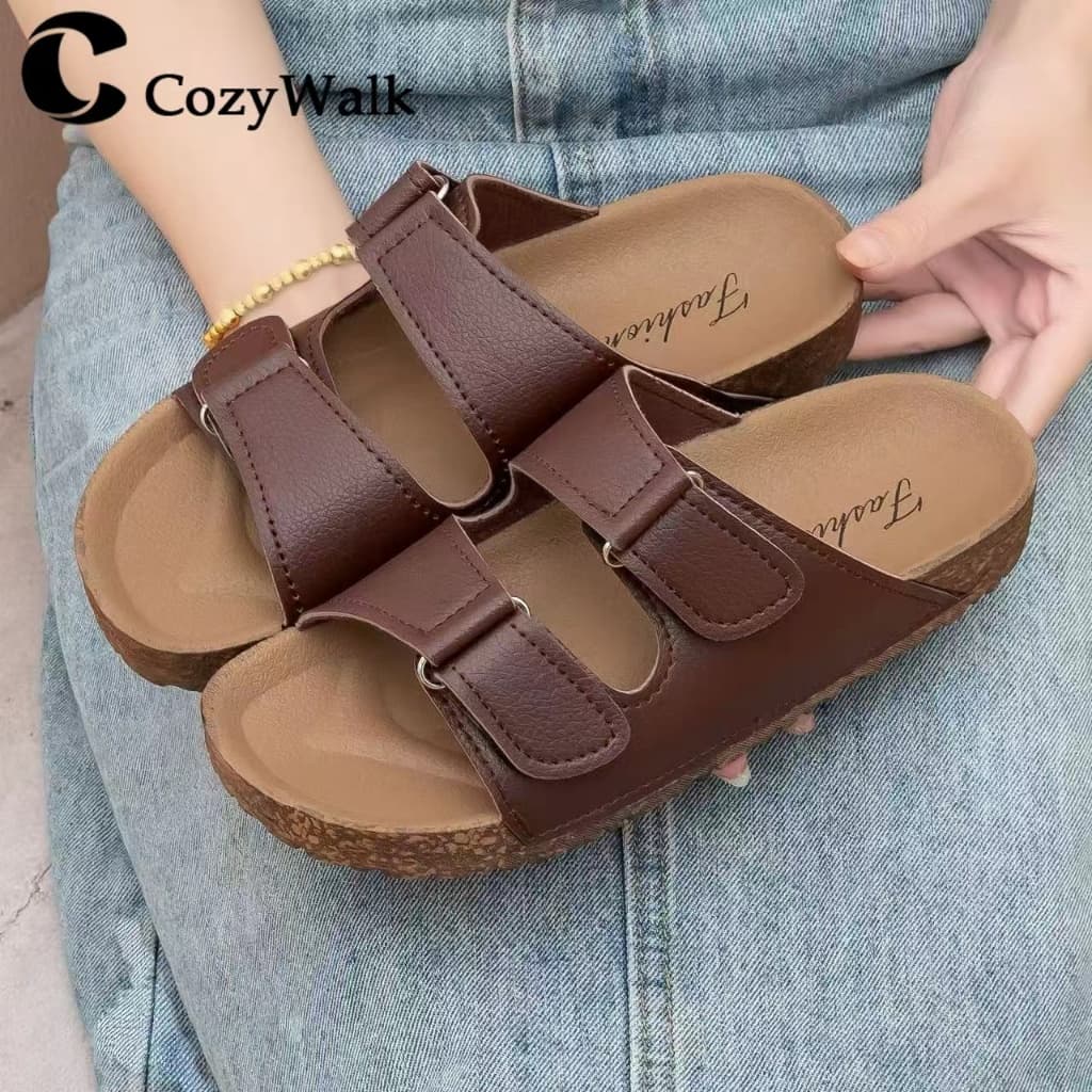 CozyWalk รองเท้าแตะคู่รัก สายคู่ ปรับขนาดได้ พื้นนุ่ม เดินสบาย ใส่ได้ทั้งชายหญิง สไตล์มินิมอล จากไทย รูปที่ 2