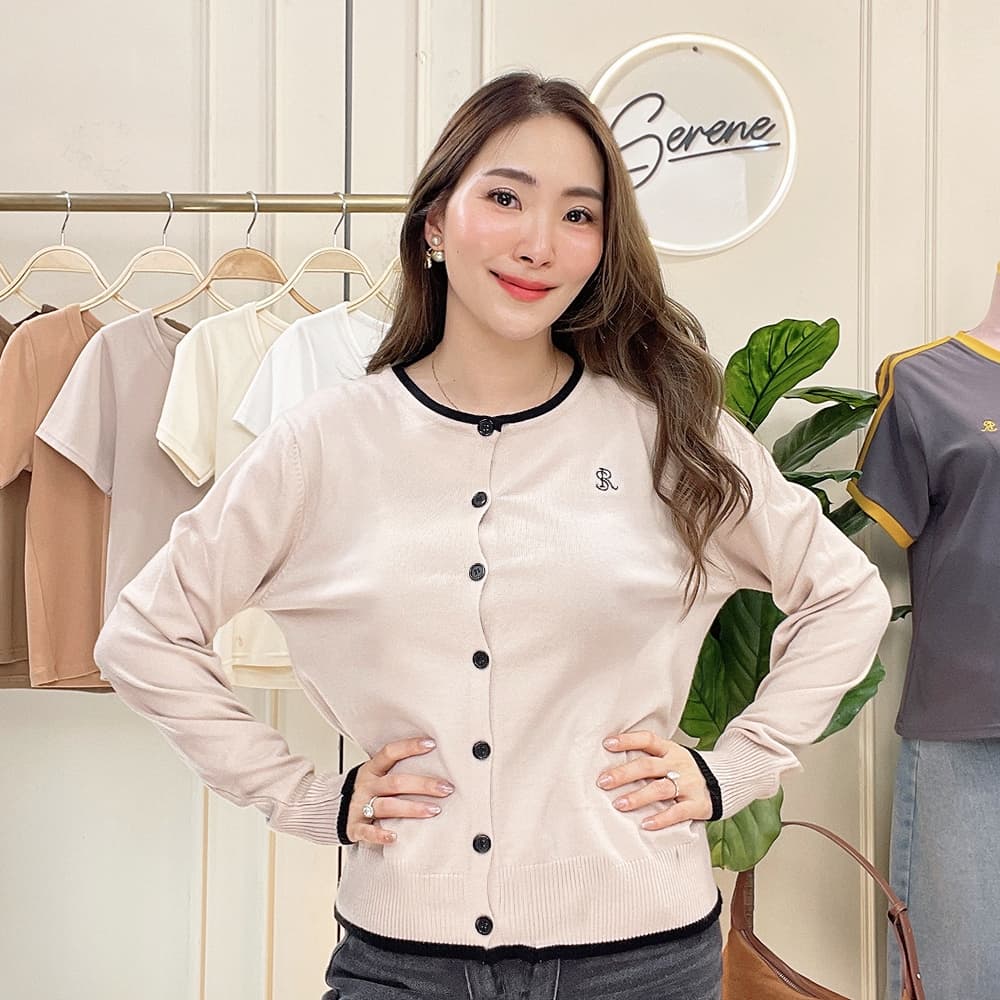 Serene's Choice เสื้อไหมพรม คาร์ดิแกน ทูโทน รุ่น Darel ผ้าถักคุณภาพ แขนยาว ติดกระดุม Cardigan รูปที่ 4