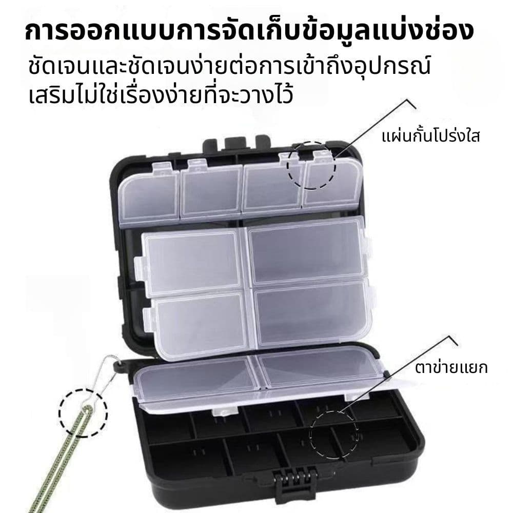 Small Accessories Box กล่องเก็บของ Micro Hook Pin แบบพกพาสองชั้นขนาดเล็กเหยื่อปลอมเลื่อมกล่องทรัมเป็ตตกปลา รูปที่ 4