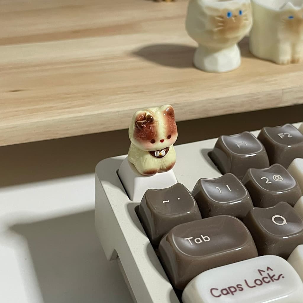 PNS074 คีย์แคปน้องแมวผูกโบว์ สำหรับ Mechanical Keyboard รูปที่ 4