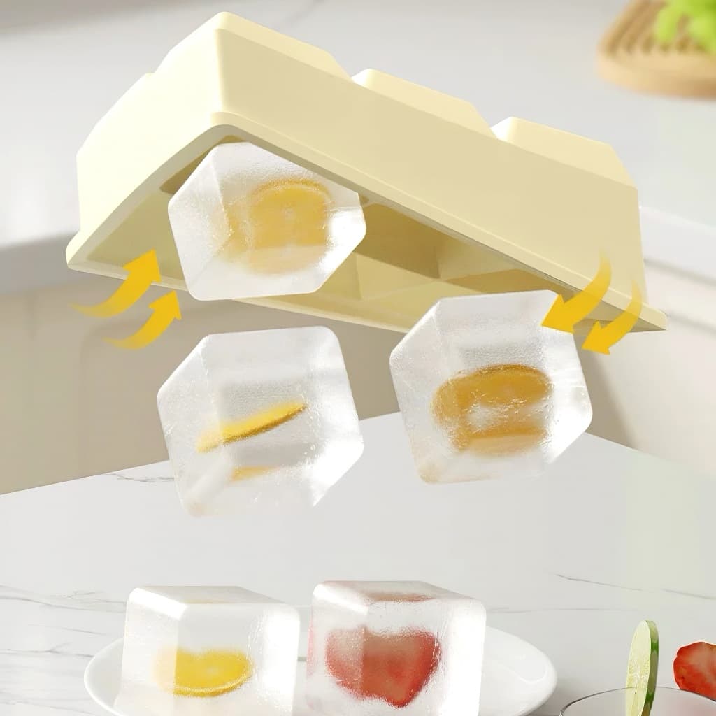 Ice cube Molds แม่พิมพ์น้ำแข็งซิลิโคน ถาดน้ำแข็ง 4/6/8 ช่อง แม่พิมพ์วุ้น พร้อมฝาปิด Food-Grade ปลอดภัยต่อสุขภาพ รูปที่ 4