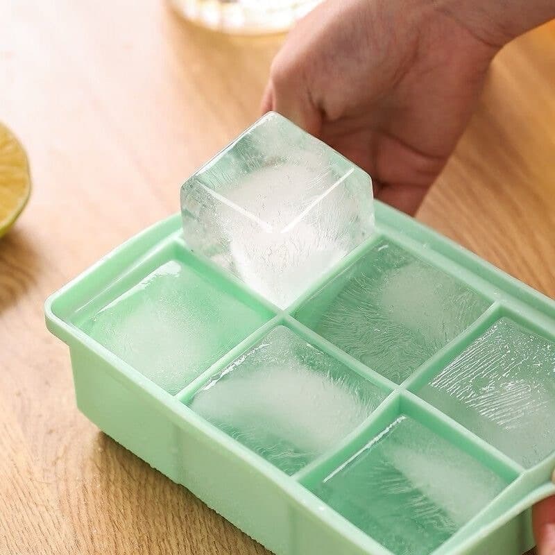 Ice cube Molds แม่พิมพ์น้ำแข็งซิลิโคน ถาดน้ำแข็ง 4/6/8 ช่อง แม่พิมพ์วุ้น พร้อมฝาปิด Food-Grade ปลอดภัยต่อสุขภาพ รูปที่ 5