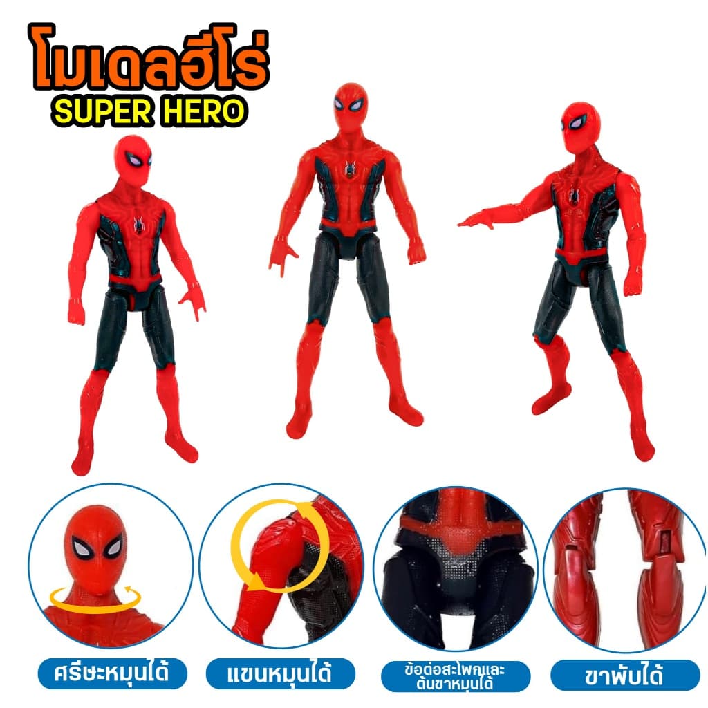 หุ่นฮีโร่ หุ่นอเวนเจอร์ AvengersModel สูง17.5ซม สไปเดอร์แมน กัปตัน ฮัค ไอร่อนแมน ธานอส แบล็คแพนเตอร์ มีไฟ ปรับท่าได้ รูปที่ 6