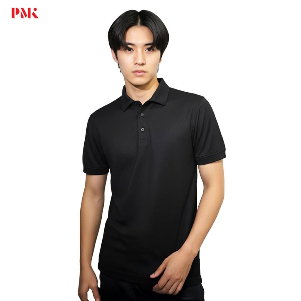 เสื้อโปโล Coolplus Oxy Prime สีดำ-PMKPOLOMAKER รูปที่ 2