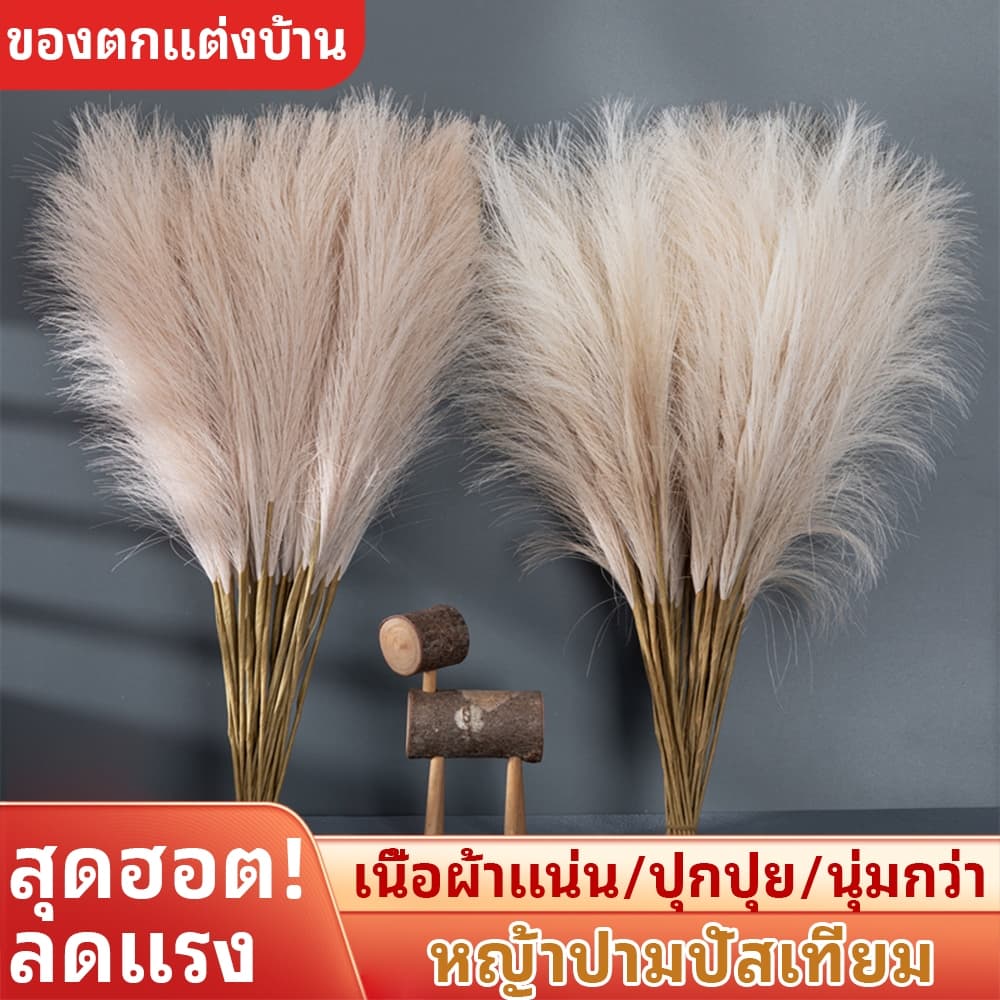 หญ้าแพมพาสเทียม 12 ชิ้น ดอกไม้ปลอมฟูนุ่ม ตกแต่งสไตล์โบฮีเมียน ต้นกก ตกแต่งคริสต์มาส ของตกแต่งบ้านจากแพมพาส รูปที่ 1