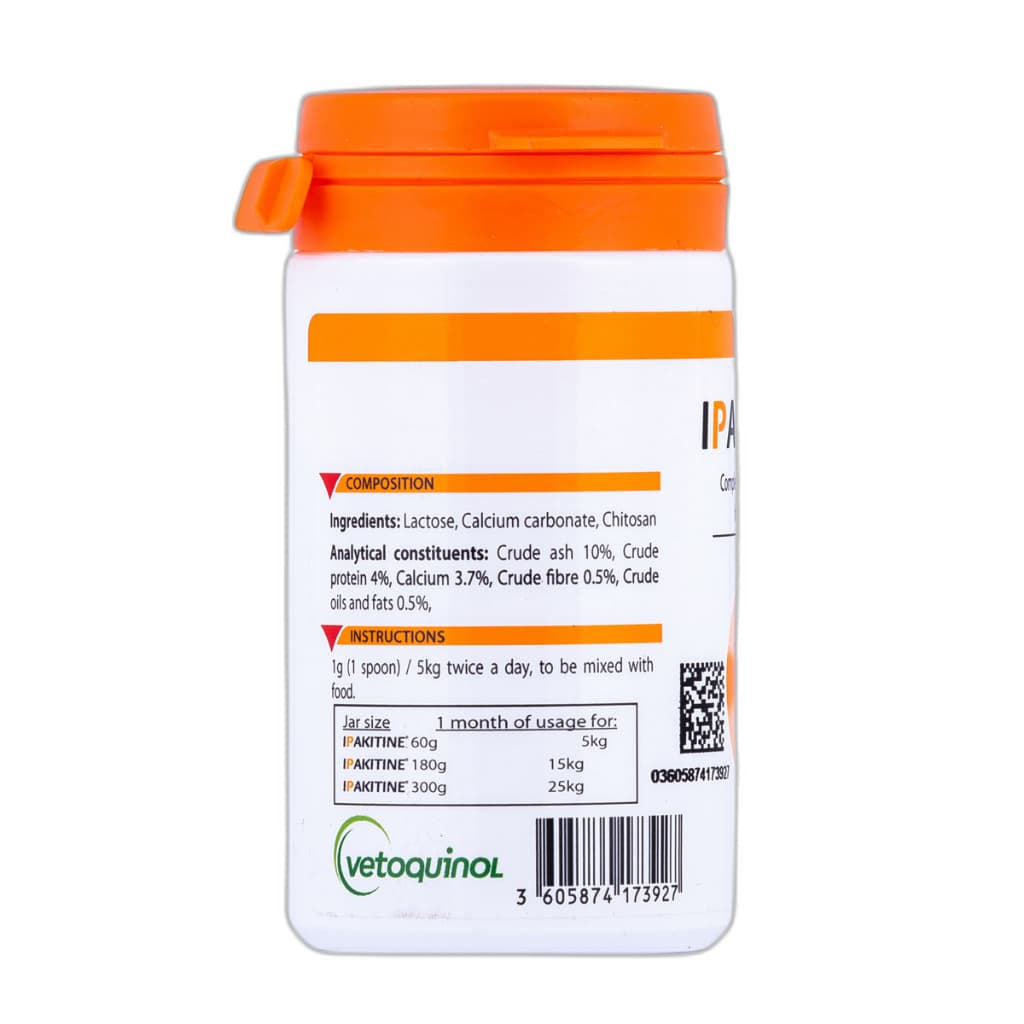IPAKITINE อาหารเสริมช่วยดักจับฟอสฟอรัส ชนิดผงโรยอาหาร สำหรับสุนัขและแมวโรคไต 60 g. รูปที่ 3