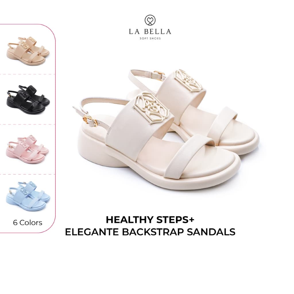 LA BELLA รองเท้าแตะเพื่อสุขภาพหนังแกะ รุ่น HEALTHY STEPS+ ELEGANTE BACKSTRAP SANDALS 6 สี รูปที่ 1