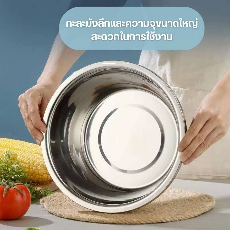 กะละมังสแตนเลส แบบหนา ทรงลึก ขนาดพอดี เนื้อหนา ถาดสแตนเลส QQ3 ชามสแตนเลส ไซส์ 20-32cm รูปที่ 8