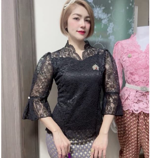 เสื้อลูกไม้คอวีแขนกระดิ่งใส่งานแต่งงานบุญงานบวช รูปที่ 6