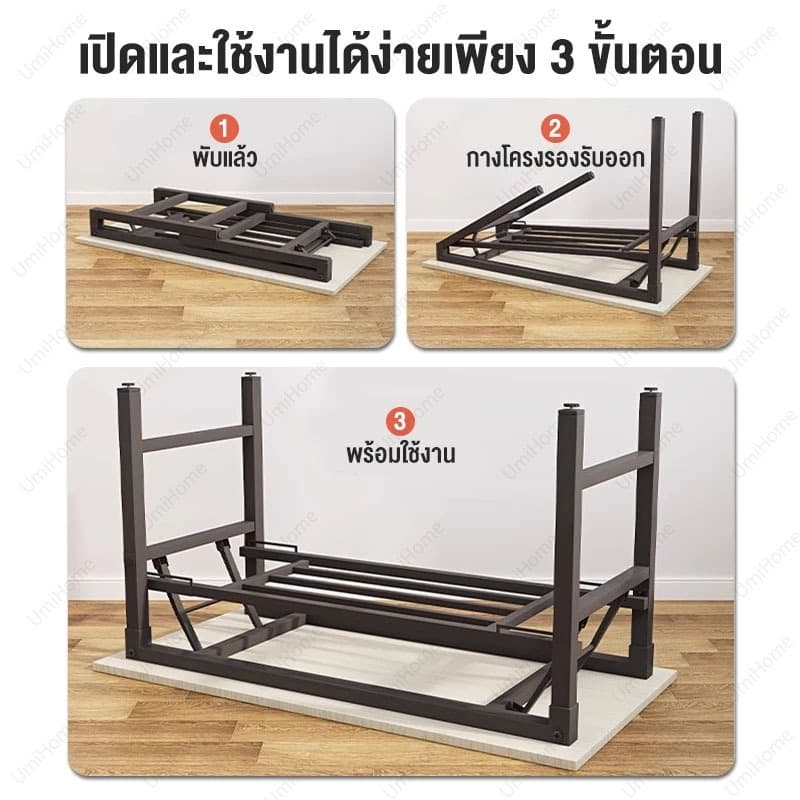 โต๊ะพับ โต๊ะพับอเนกประสงค์80/100/120CM ขาเหล็ก โต๊ะพับพกพา โต๊ะทำงานไม้ พับได้ไม่ต้องประกอบ !! รูปที่ 6