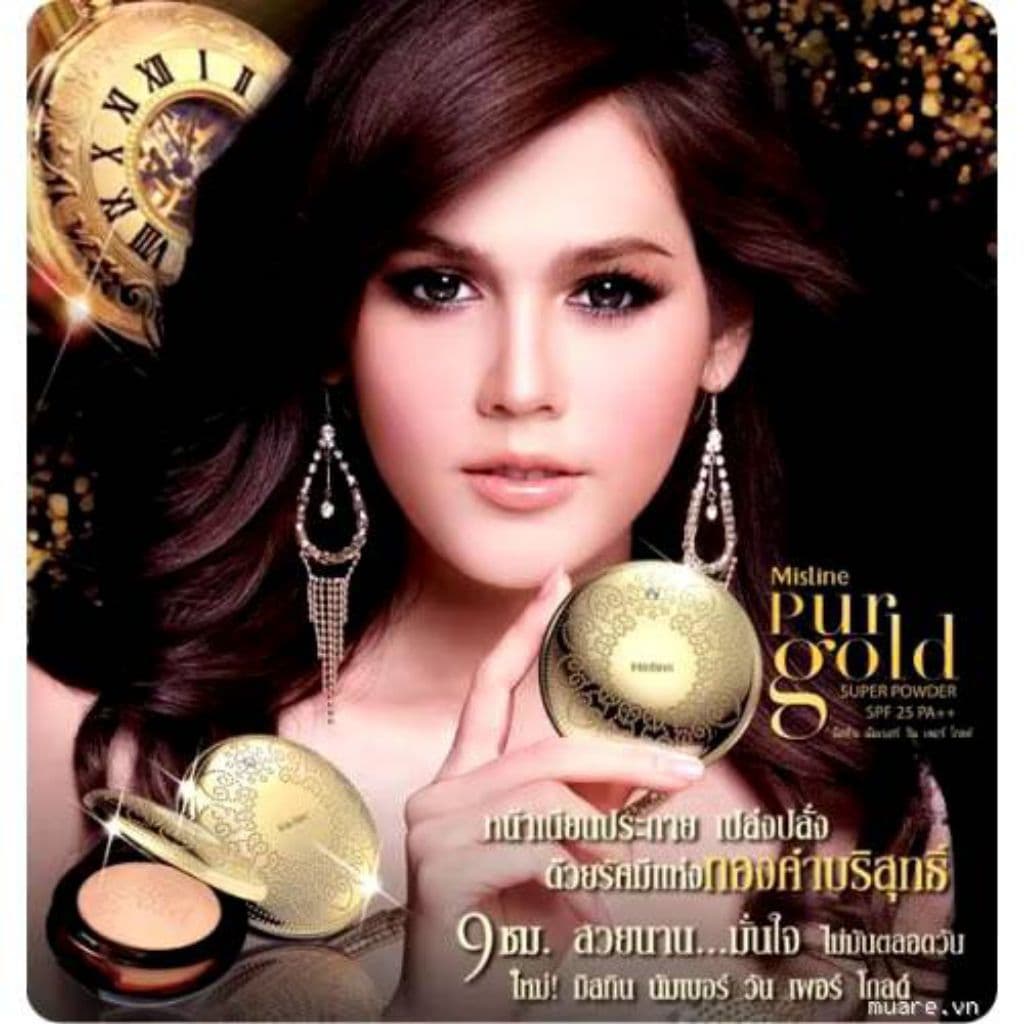 แป้งทองคำ มิสทีนแท้ นัมเบอร์วัน เพอร์โกลด์ Mistine Number One Pur Gold Super Powder SPF 25 PA รูปที่ 2
