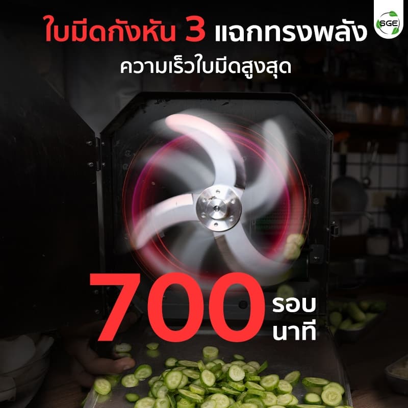 SGE เครื่องหั่นผักสายพาน รุ่น VS-SPIN ปรับขนาดหั่นได้ กำลังผลิตสูง ศูนย์ไทย สินค้า รูปที่ 5