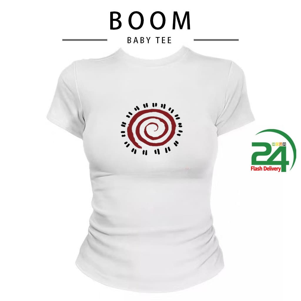 COD เสื้อครอปท็อป แขนสั้น babytee สไตล์เกาหลี y2k T-shirt เสื้อสาวอวบ | มีลายปริ้นหัวใจศิลปะ S-L รูปที่ 7