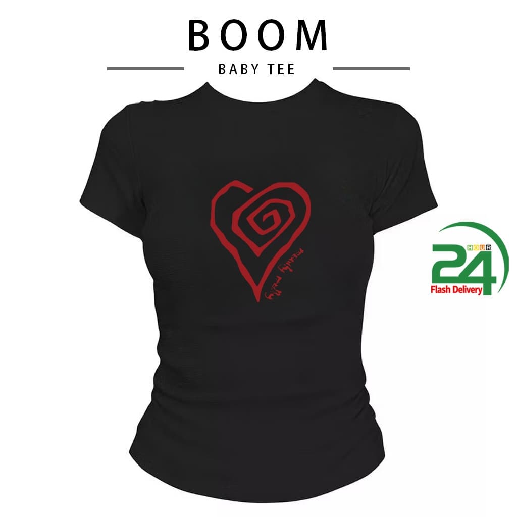 COD เสื้อครอปท็อป แขนสั้น babytee สไตล์เกาหลี y2k T-shirt เสื้อสาวอวบ | มีลายปริ้นหัวใจศิลปะ S-L รูปที่ 6