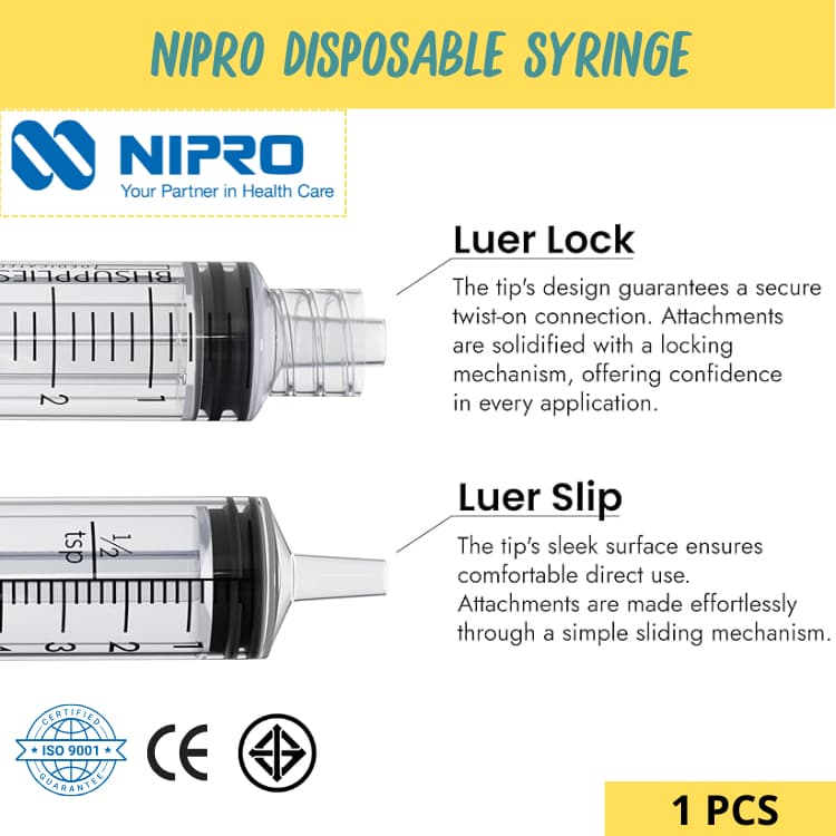 Syringe Nipro ไซริงค์ ขนาด 1 3 5 10 20 50 ml หลอดฉีดยา LS,LL,LDS รูปที่ 1