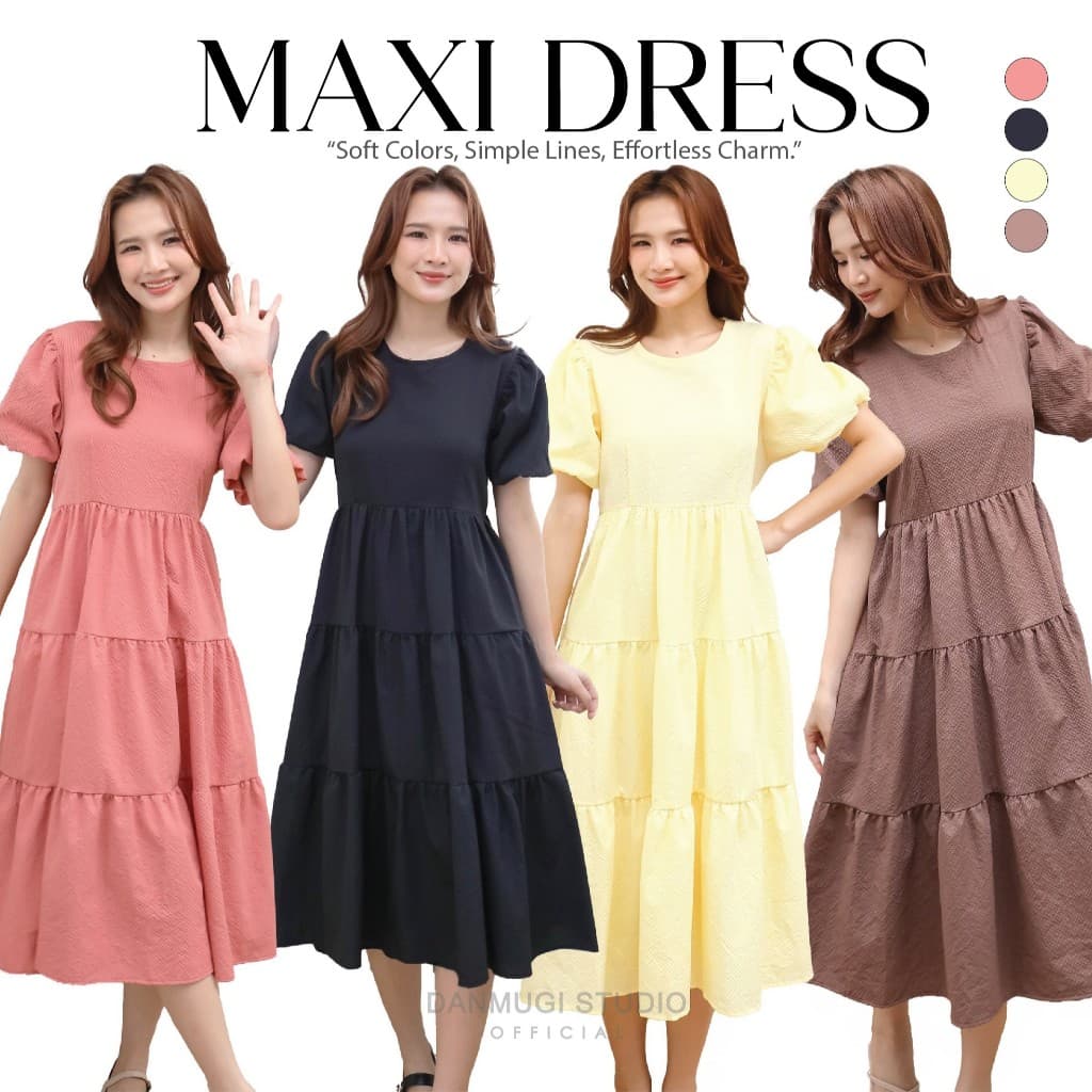 maxi dress เดรสยาวโอเว่อร์ไซส์ ไปคาเฟ่ ไปทะเล ใส่คลุมท้อง สไตล์มินิมอล รูปที่ 1