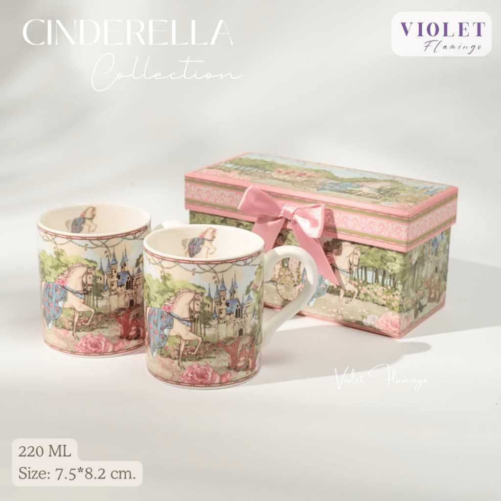 Violet Flamingo Cinderella Collection – แก้วมัคพร้อมกล่องของขวัญ ลายรถม้า & ปราสาท เนื้อเซรามิกพรีเมียม รูปที่ 3
