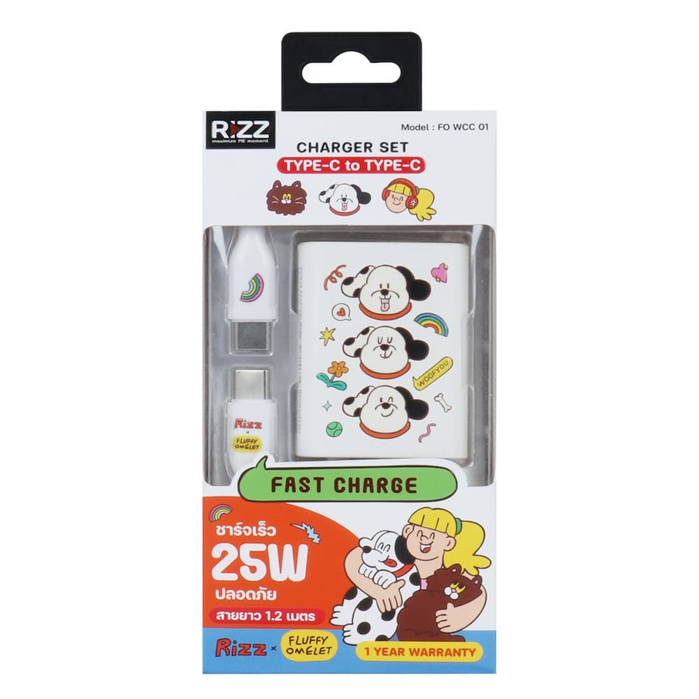 Rizz Fluffy 2in1 Charger Set 25W ชุดชาร์จลิขสิทธิ์แท้ลาย Fluffy omelet รุ่น FO-WCC-01 รูปที่ 7
