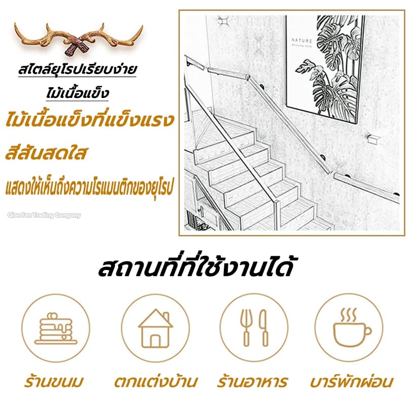 ราวบันได ไม้เนื้อแข็ง 60x 50 มิล ยาว0.5/1/1.5/2เมตร ไม่มีกลิ่น ราวบันไดไม้แบบติดผนังสำเร็จ เหมาะสำหรับผู้สูงอายุและเด็ก รูปที่ 8