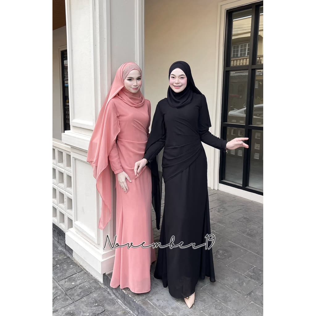 รุ่นชีฟองจีน่าสไบ ชุดเดรสอิสลาม ชุดเดรสมุสลิมชุดออกงานอิสลาม ไม่รวมฮิญาบเข้าชุด แบรนด์November19 รูปที่ 2