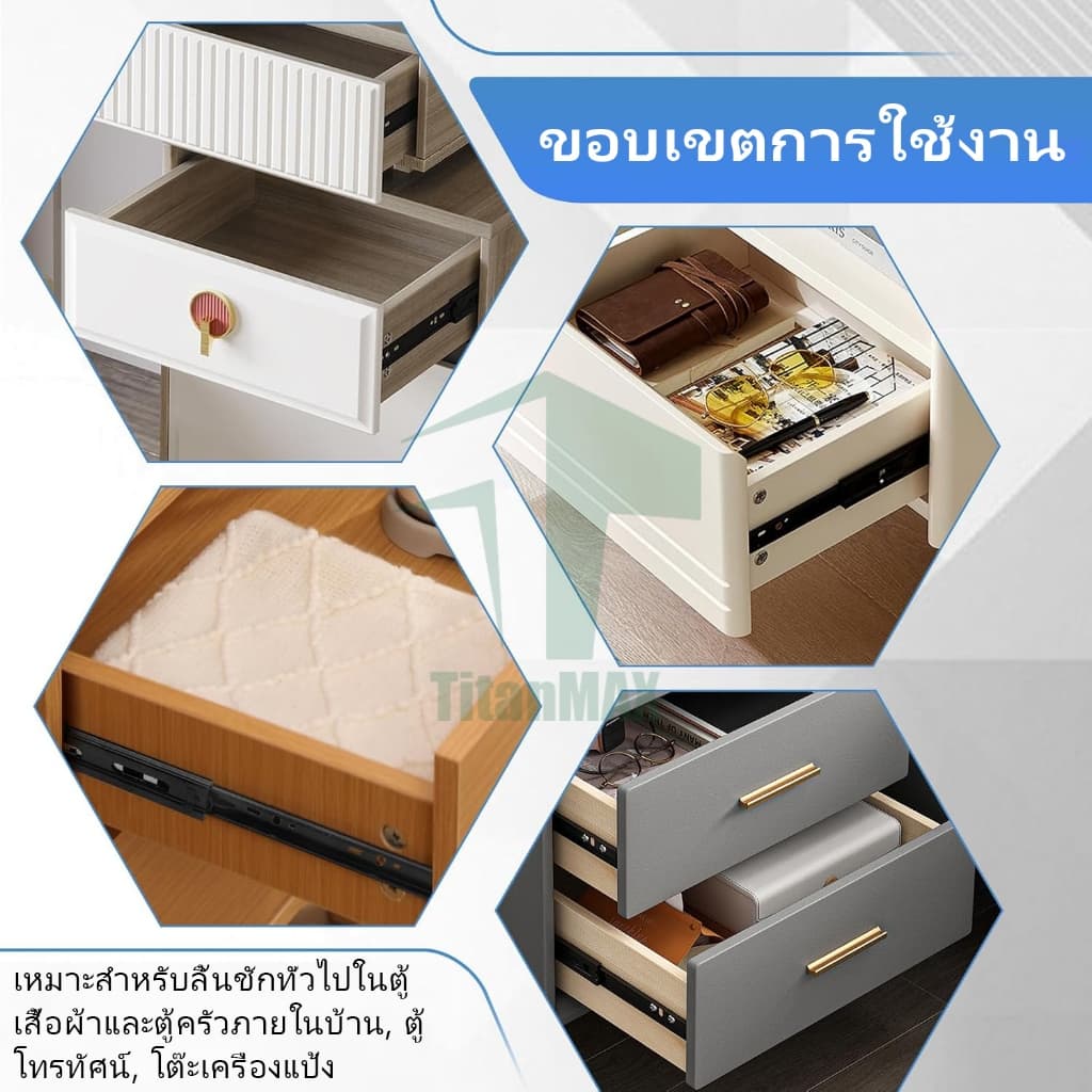 รางลิ้นชัก ลูกปืน ปิดนุ่ม สีดำ ​​รางสไลด์เงียบ​​ ขนาด8.5นิ้ว-20นิ้ว รางสไลด์ ใช้สำหรับ ตู้ลิ้นชัก ตู้ รูปที่ 2