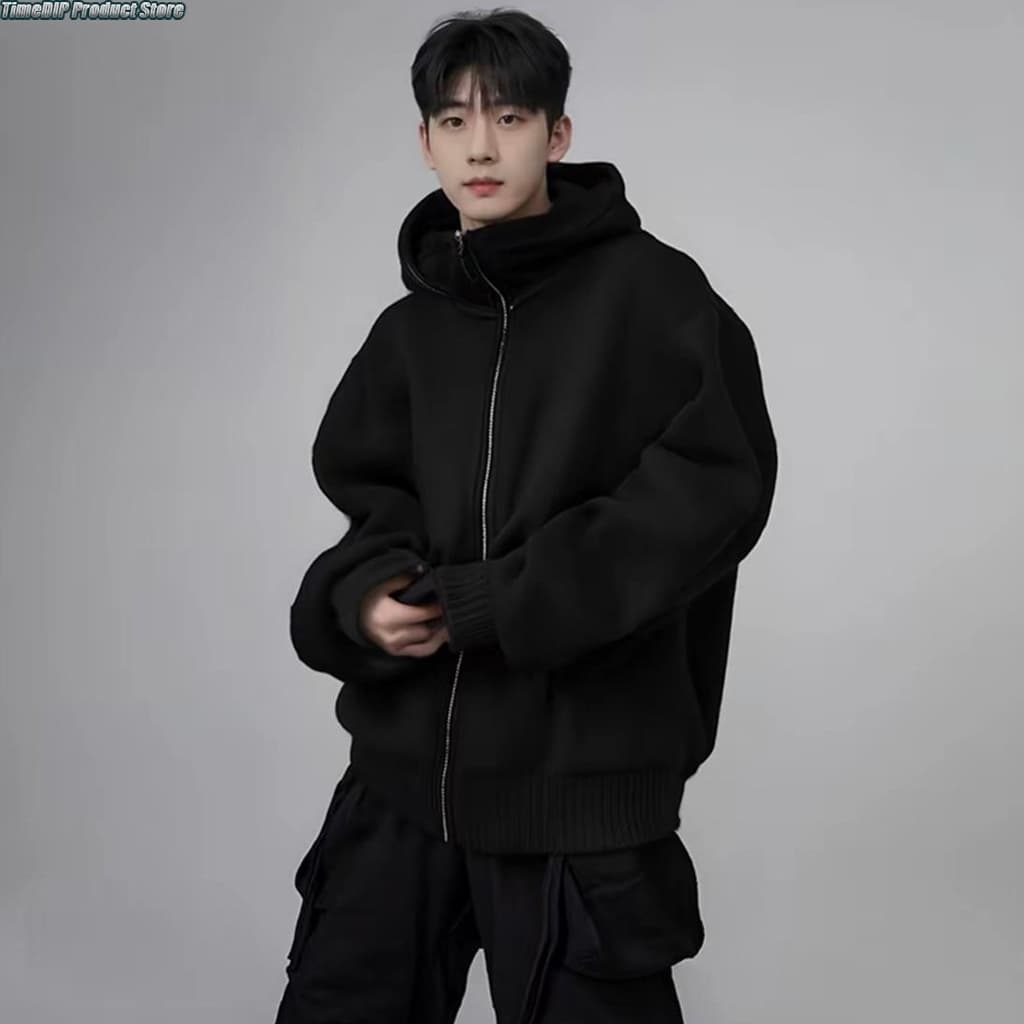 เสื้อฮู้ดนินจาZip Hoodie with 2 Balaclava Face Covers, Unisex Hoodie in non-Ruffled กันหนาวและป้องกันแสงแดด รูปที่ 3