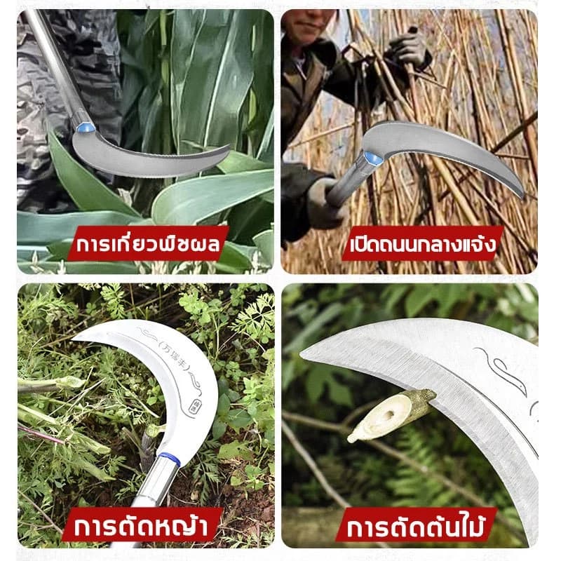 การผลิตจากเยอรมนี 60/80/120เซนติเมตร เคียวเหล็กแมงกานิส แถมถุงมือฟรี เคียวเหล็กแมงกานีส มีดตัดต้นไม้ แมงกานีส ตัดหญ้า รูปที่ 8