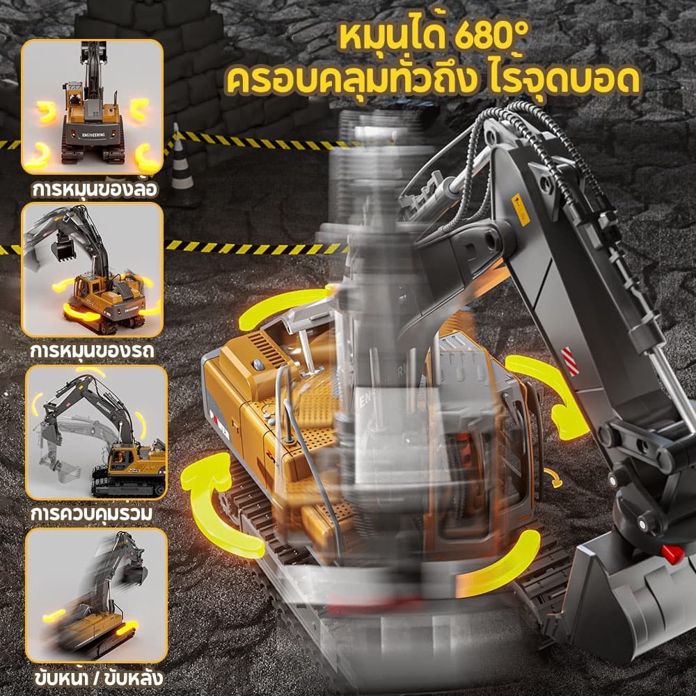 Tinylion รถขุดบังคับ สามชนิดของหัวทำงาน 2.4G รถบังคับ รถของเล่น รถของเล่นเด็ก แม็คโครบังคับ รูปที่ 5