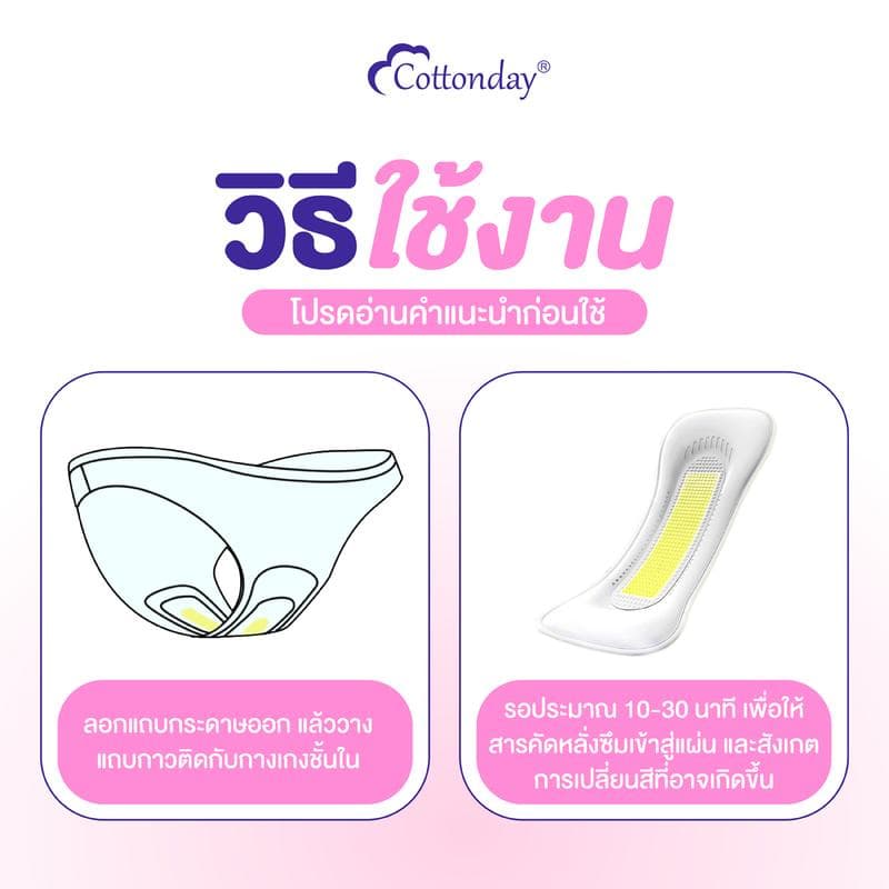 Cottonday pH Self Test Liners แผ่นอนามัยวัด pH ในจุดซ่อนเร้น 18 ซม. 6 ชิ้น ของใช้ผู้หญิง รูปที่ 4