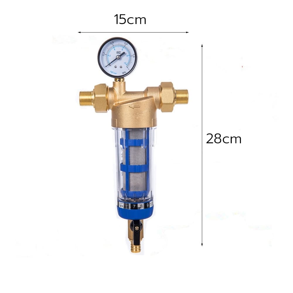 กรองน้ำ Pre-Filter Water กระบอกหนา หัวทองเหลือง เกลียว6หุน 1/2" 1" ไส้กรองสแตนเลส ล้างในตัว ทนทาน ป้องกันม รูปที่ 9