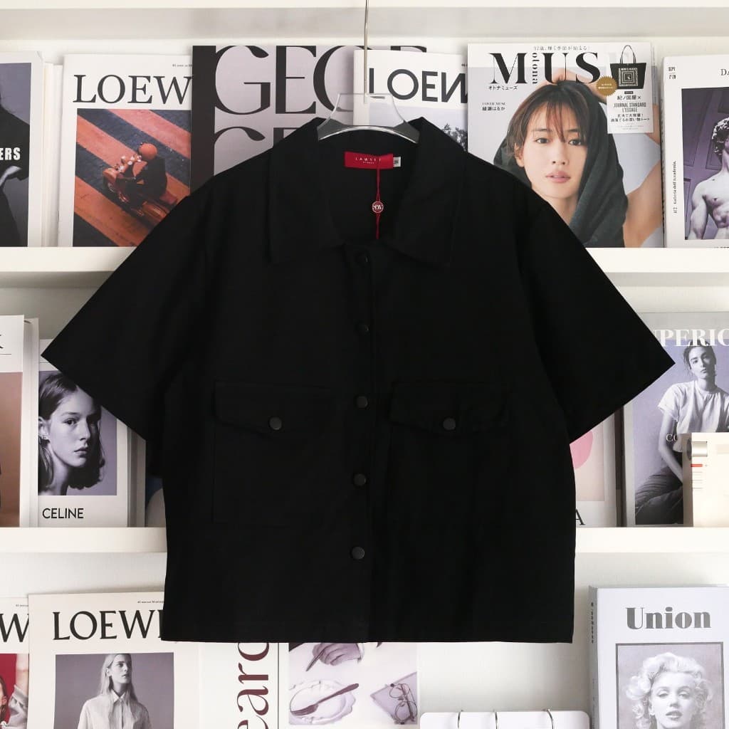 Lawyer Store เสื้อคอปกแขนสั้น กระเป๋าคู่ แจ็คเก็ตยีนส์ ใส่เท่ห์ แมทช์ได้หลากสไตล์ เหมาะกับหลายโอกาส รูปที่ 8