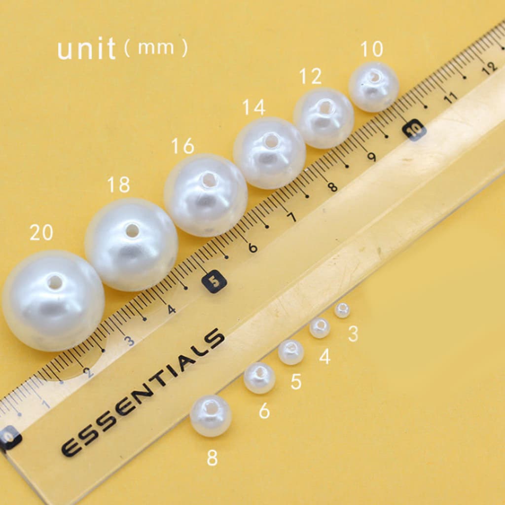 ลูกปัดไข่มุกจําลอง ABS ขนาด 3-20mm สีขาว สีเบจ รูตรง ลูกปัดมุกกลม สำหรับงาน DIY งานประดิษฐ์ รูปที่ 8