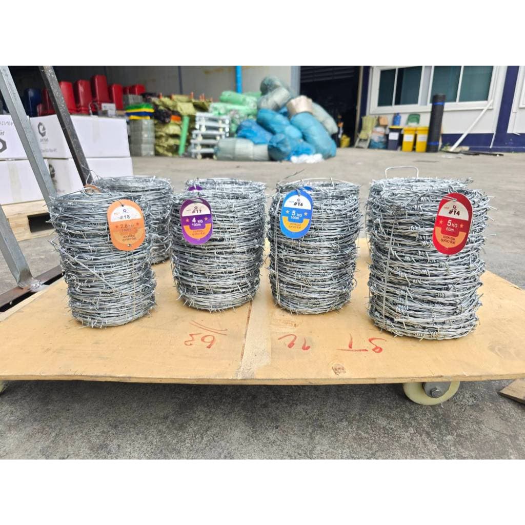 ลวดหนาม ยาว60-200เมตร หนา 1.2mm/1.4mm/1.7mm/2mm ลวดหนามชุบกัลวาไนซ์ร้อน ทนสนิม รั้วทหาร รั้วบ้าน รูปที่ 2
