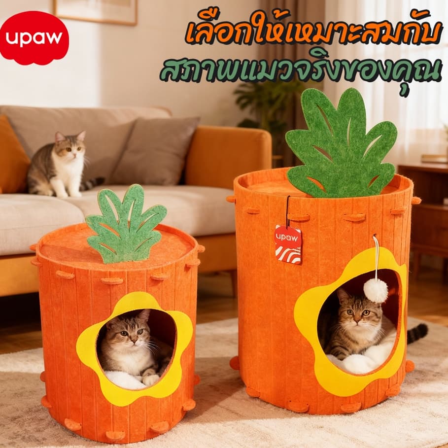 บ้านแมวขนาดใหญ่ ที่นอนแมว ที่นอนสัตว์เลี้ยง บ้านสัตว์เลี้ยง DIY รังแมว 2 in1 โพสต์ลับเล็บแมว เตียงแมว รูปที่ 2
