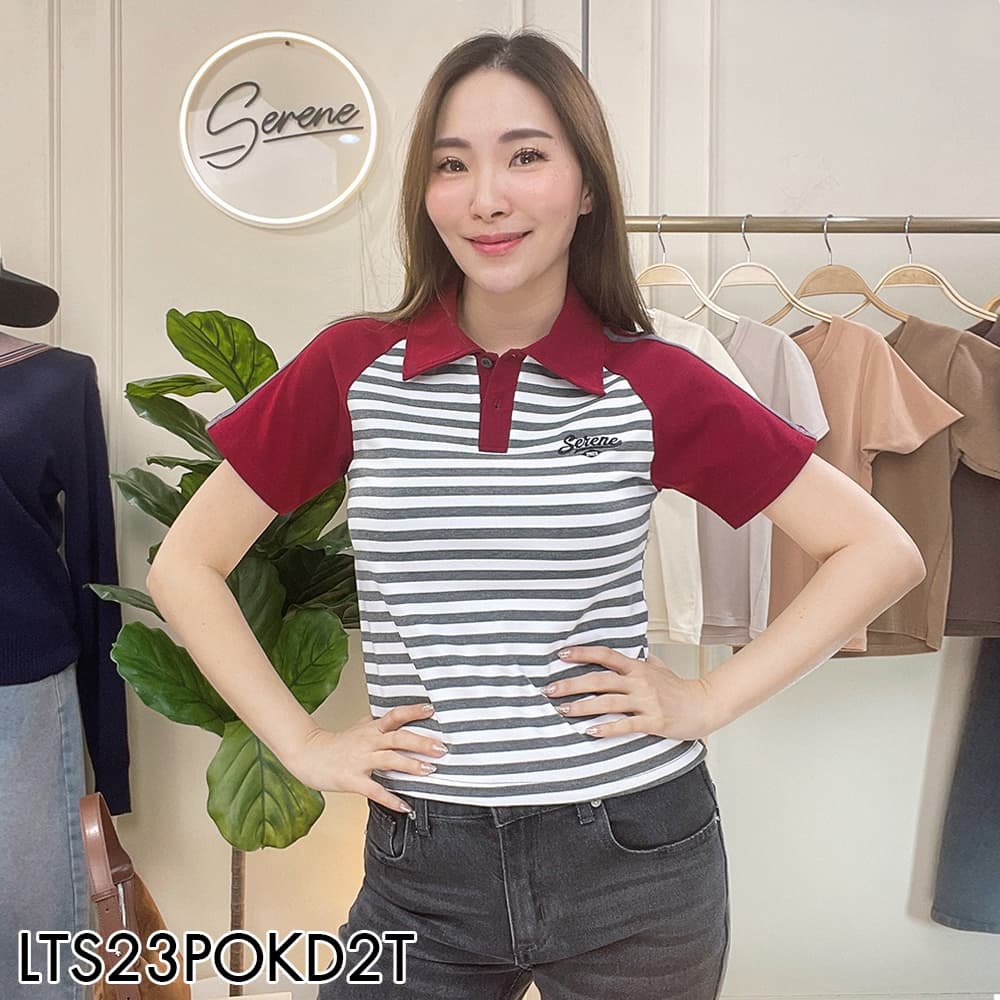 Serene's Choice เสื้อคอโปโล แขนสั้น รุ่น Harry ลายทาง ปักโลโก้ Short Sleeve Striped Polo Logo รูปที่ 1